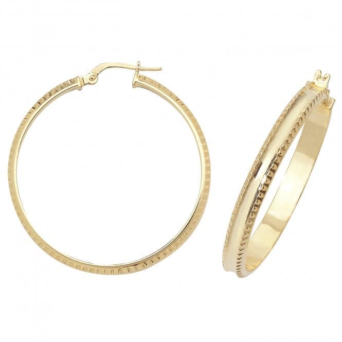 9ct Yellow Gold 30mm Dc Hoop Earrings ER960Acotis Gold JewelleryER960 - 30