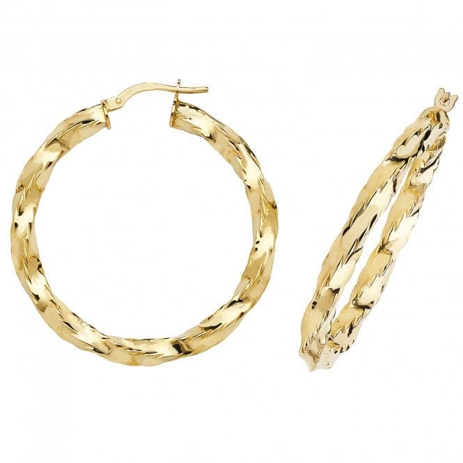 9ct Yellow Gold 30mm Hoop Earrings ER135Acotis Gold JewelleryER135