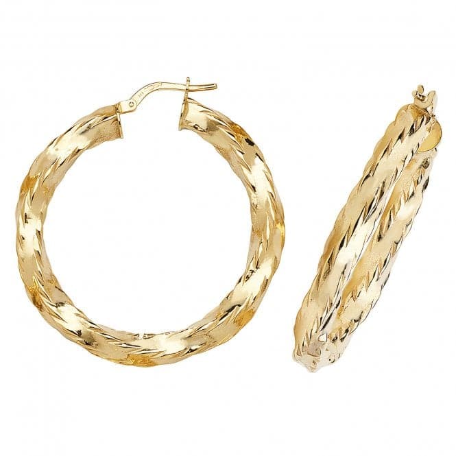 9ct Yellow Gold 30mm Hoop Earrings ER142Acotis Gold JewelleryER142