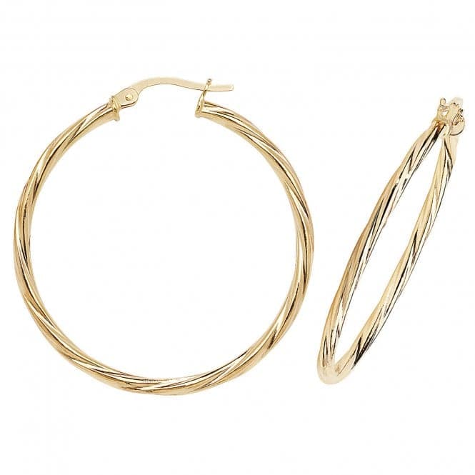 9ct Yellow Gold 30mm Hoop Earrings ER352Acotis Gold JewelleryER352