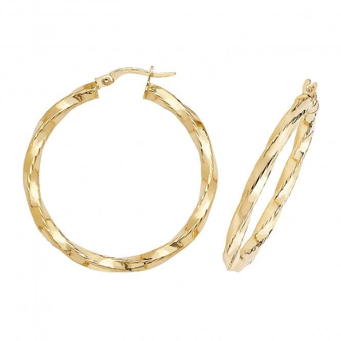 9ct Yellow Gold 30mm Hoop Earrings ER377Acotis Gold JewelleryER377