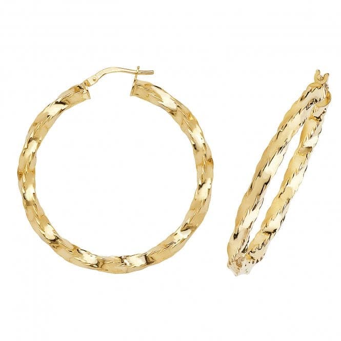 9ct Yellow Gold 35mm Hoop Earrings ER137NAcotis Gold JewelleryER137N