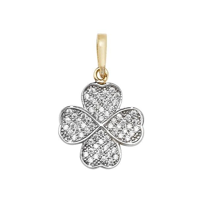 9ct Yellow Gold 4 Leaf Clover Zirconia Pendant PN1044Acotis Gold JewelleryPN1044