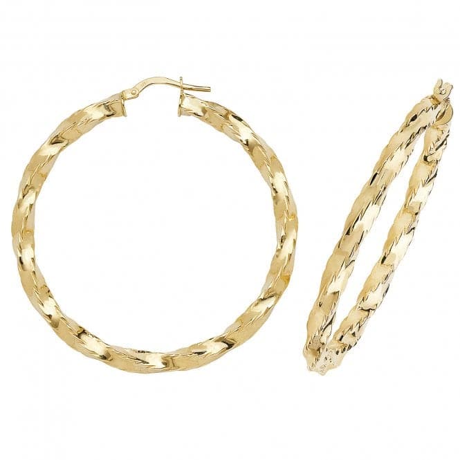 9ct Yellow Gold 40mm Hoop Earrings ER136Acotis Gold JewelleryER136