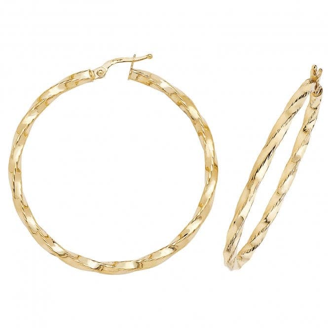 9ct Yellow Gold 40mm Hoop Earrings ER378Acotis Gold JewelleryER378