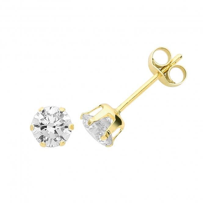 9ct Yellow Gold 4mm Zirconia Stud Earrings ES211Acotis Gold JewelleryES211