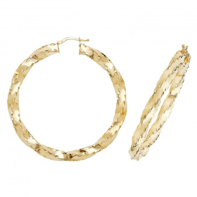 9ct Yellow Gold 50mm Dc Hoop Earrings ER162Acotis Gold JewelleryER162