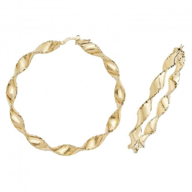 9ct Yellow Gold 50mm Dc Hoop Earrings ER207Acotis Gold JewelleryER207