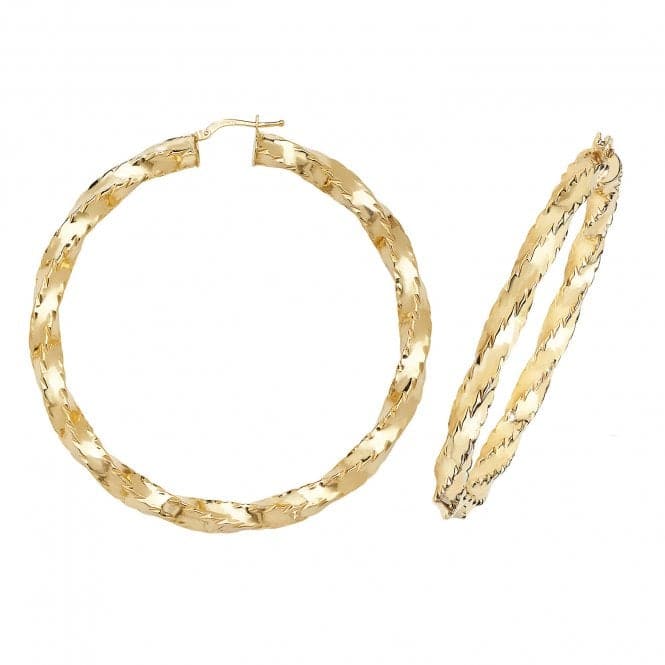 9ct Yellow Gold 60mm Dc Hoop Earrings ER163Acotis Gold JewelleryER163