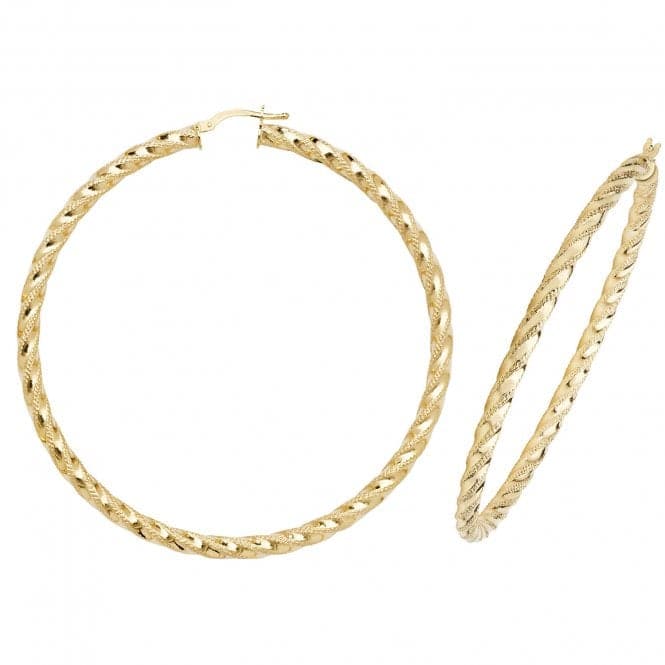 9ct Yellow Gold 60mm Dc Hoop Earrings ER954Acotis Gold JewelleryER954 - 60