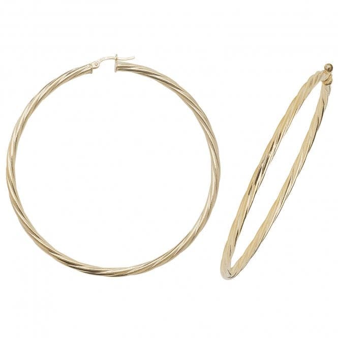 9ct Yellow Gold 60mm Hoop Earrings ER357Acotis Gold JewelleryER357 - 60