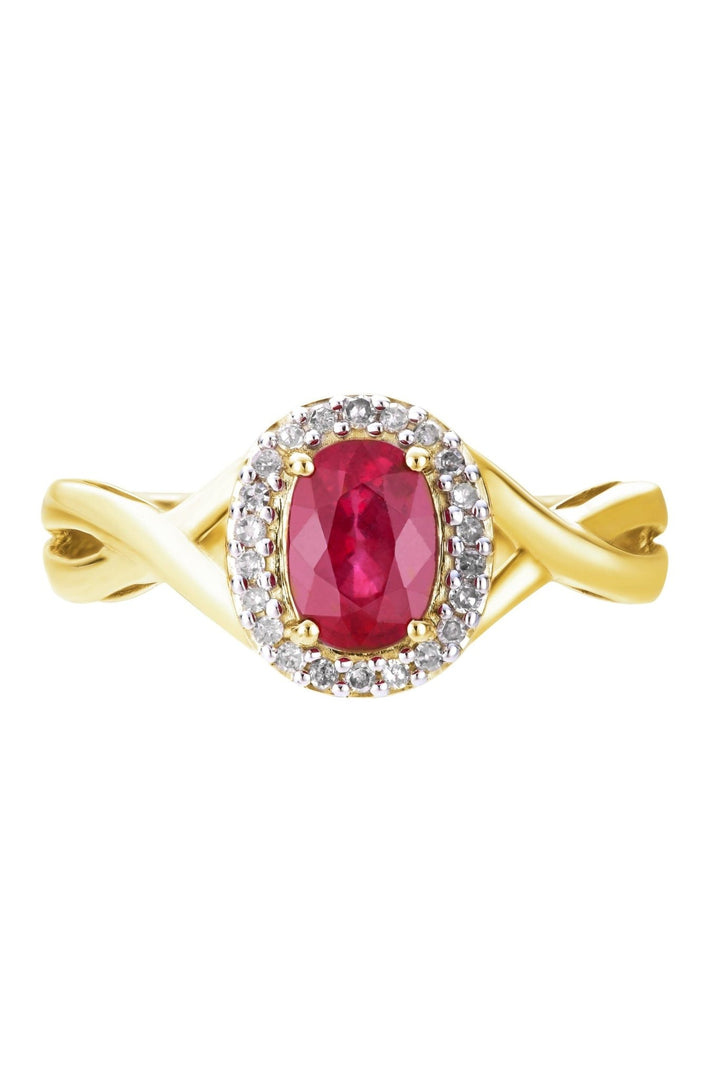 9ct Yellow Gold 7x5 Oval Ruby and 0.11ct tw Natural Diamond RingThe Fine CollectiveBA0043988 - P