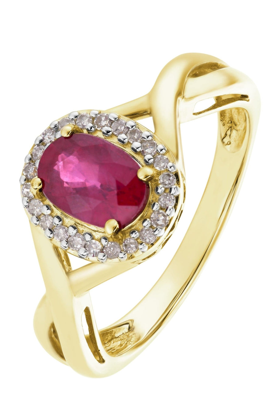 9ct Yellow Gold 7x5 Oval Ruby and 0.11ct tw Natural Diamond RingThe Fine CollectiveBA0043988 - P