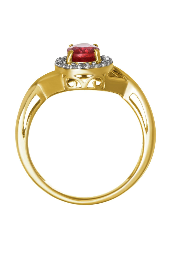 9ct Yellow Gold 7x5 Oval Ruby and 0.11ct tw Natural Diamond RingThe Fine CollectiveBA0043988 - P