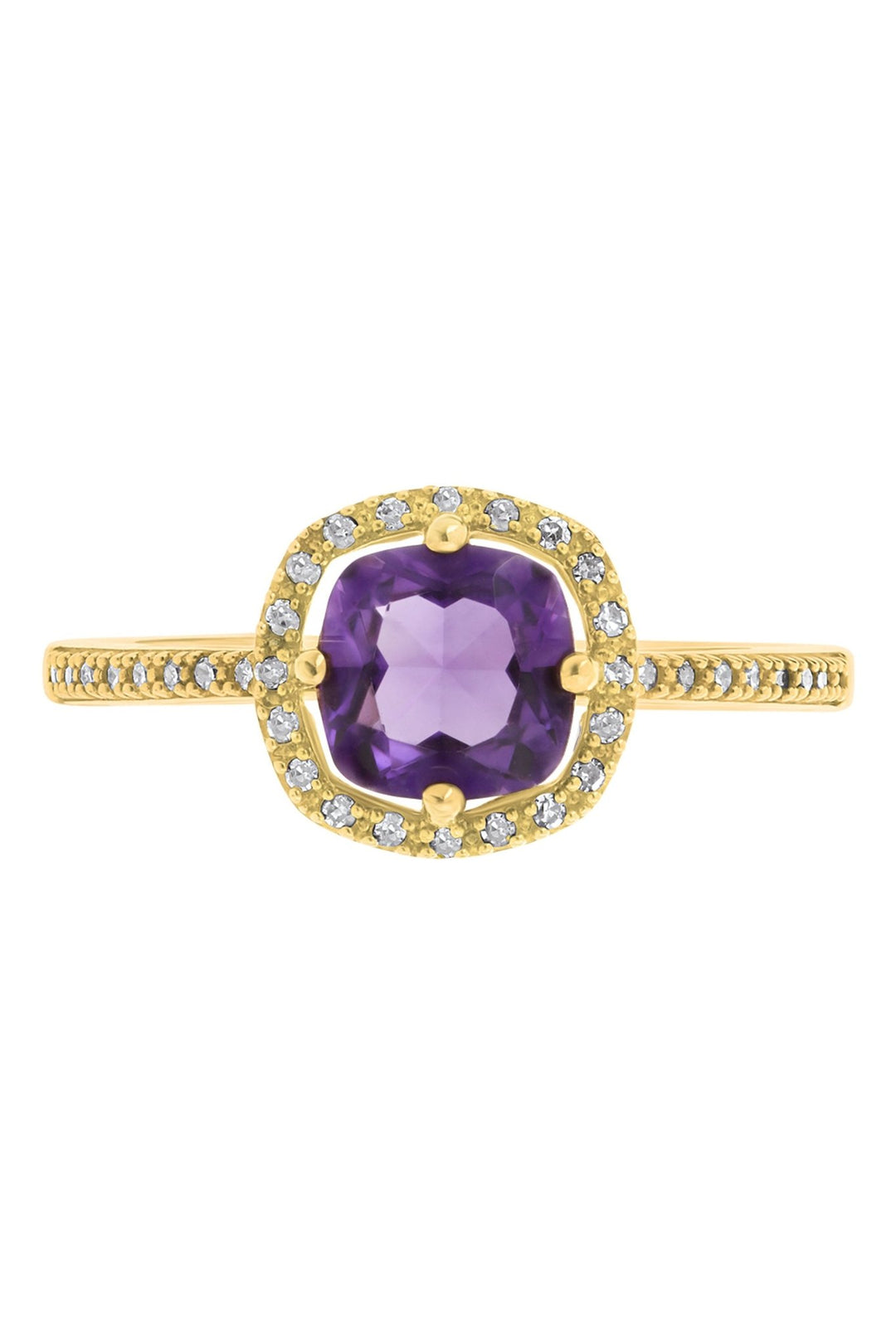 9ct Yellow Gold Amethyst and 0.10ct Diamond RingThe Fine CollectiveBA0072386 - P