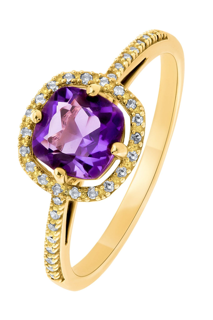 9ct Yellow Gold Amethyst and 0.10ct Diamond RingThe Fine CollectiveBA0072386 - P