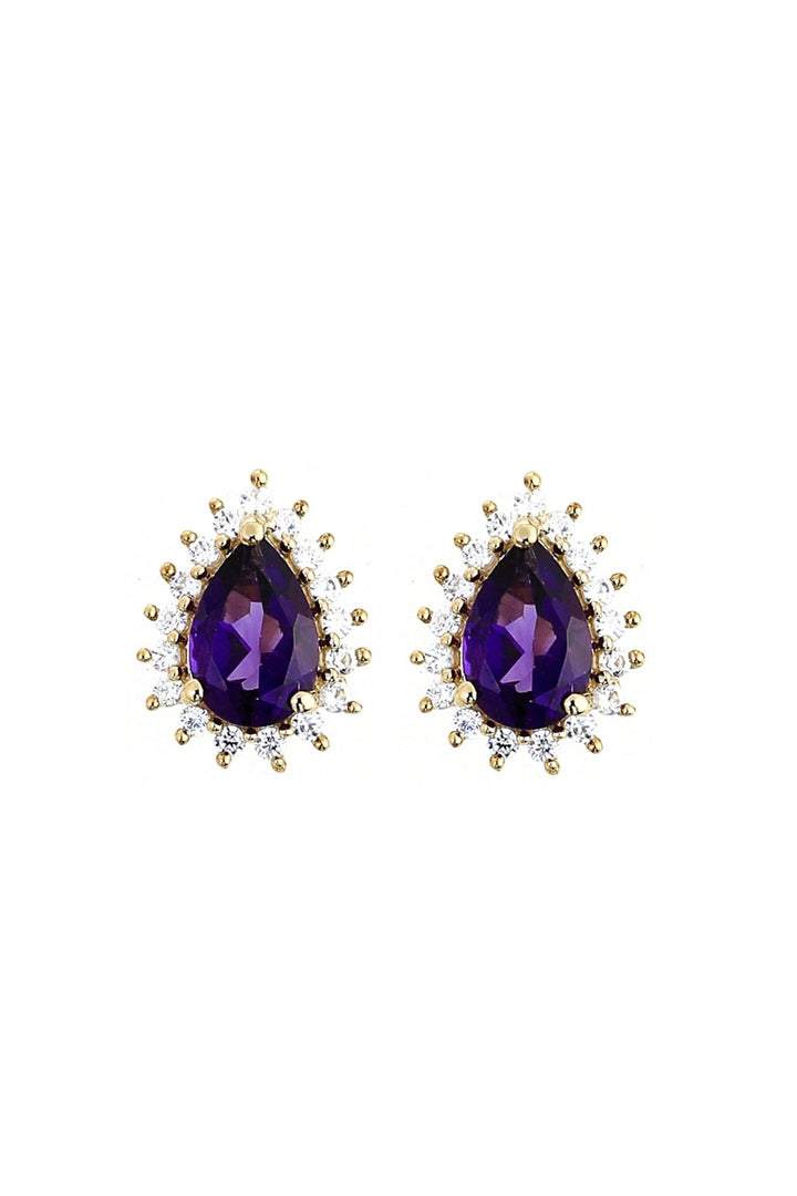 9ct Yellow Gold Amethyst and 0.17ct Diamond Cluster EarringsThe Fine CollectiveBA0071282