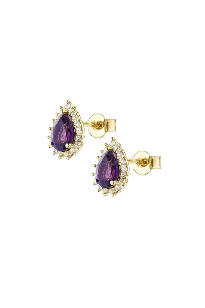 9ct Yellow Gold Amethyst and 0.17ct Diamond Cluster EarringsThe Fine CollectiveBA0071282