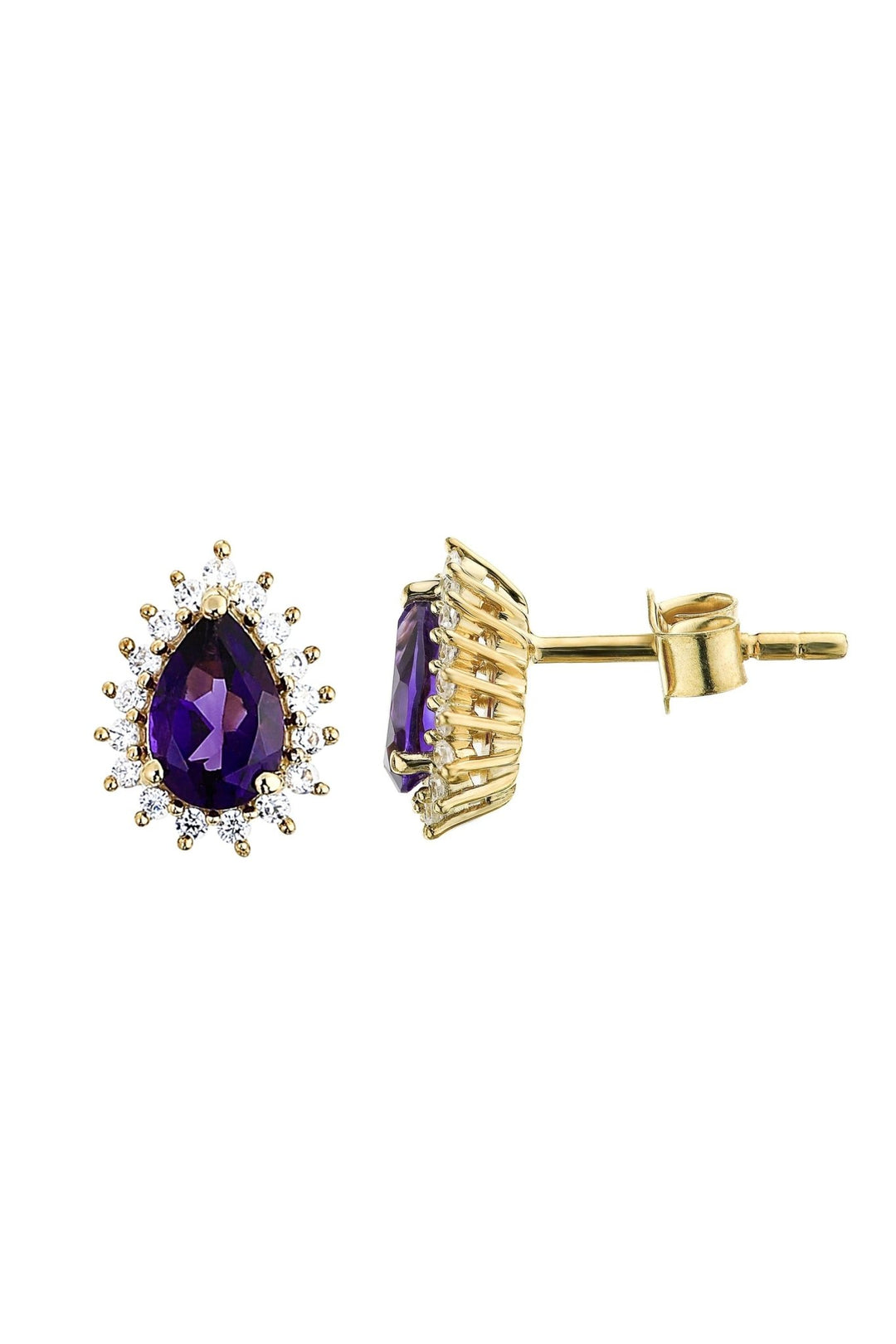 9ct Yellow Gold Amethyst and 0.17ct Diamond Cluster EarringsThe Fine CollectiveBA0071282