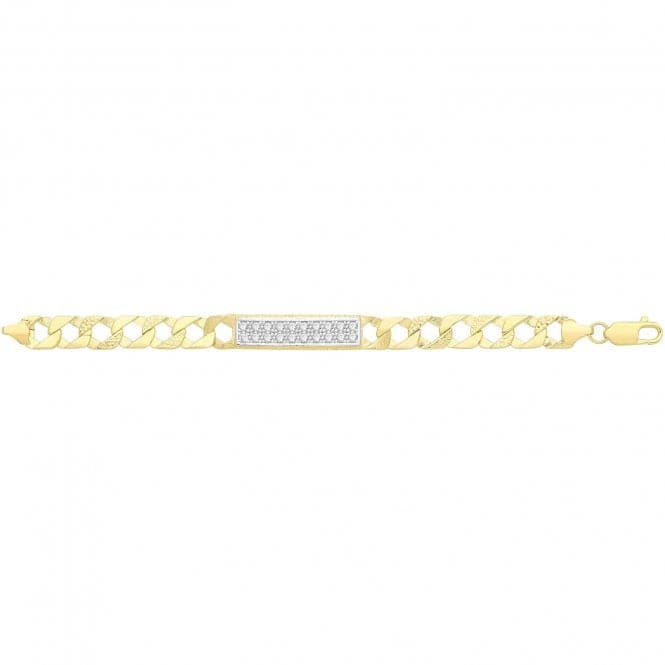 9ct Yellow Gold Babies 5.5 Inches Cast Zirconia Id Bracelet BR549Acotis Gold JewelleryBR549