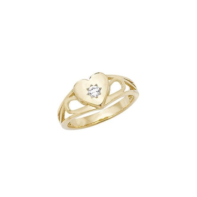 9ct Yellow Gold Babies Signet Heart Zirconia Ring RN499CZAcotis Gold JewelleryRN499CZ/E