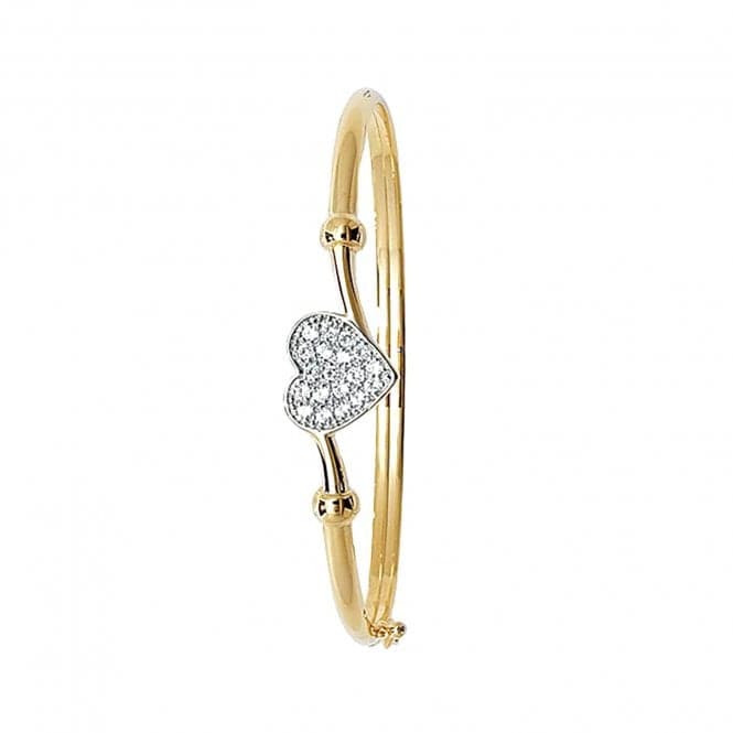 9ct Yellow Gold Babies Zirconia Heart Bangle BN349BAcotis Gold JewelleryBN349B