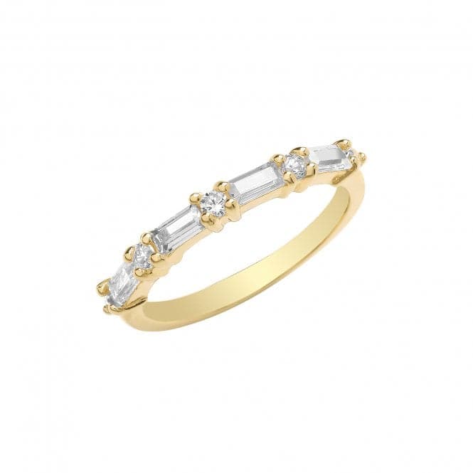 9ct Yellow Gold Baguette & Round Zirconia Half Eternity Ring RN1660Acotis Gold JewelleryRN1660/N