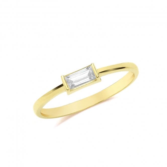 9ct Yellow Gold Baguette Zirconia Ring RN969Acotis Gold JewelleryRN969/R