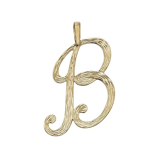 9ct Yellow Gold Barked Script Initial Pendant PN529/BAcotis Gold JewelleryPN529/B