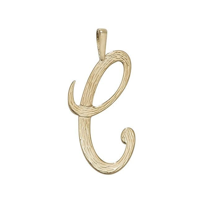 9ct Yellow Gold Barked Script Initial Pendant PN529/CAcotis Gold JewelleryPN529/C