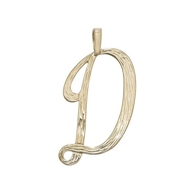 9ct Yellow Gold Barked Script Initial Pendant PN529/DAcotis Gold JewelleryPN529/D