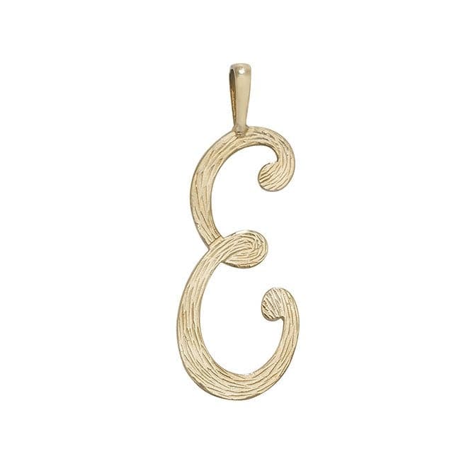 9ct Yellow Gold Barked Script Initial Pendant PN529/EAcotis Gold JewelleryPN529/E