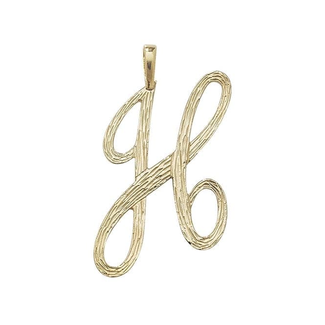 9ct Yellow Gold Barked Script Initial Pendant PN529/HAcotis Gold JewelleryPN529/H