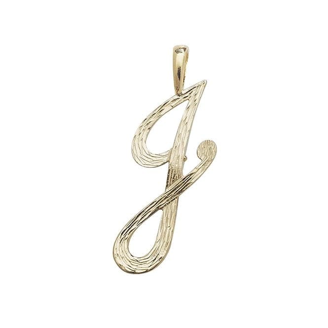 9ct Yellow Gold Barked Script Initial Pendant PN529/JAcotis Gold JewelleryPN529/J