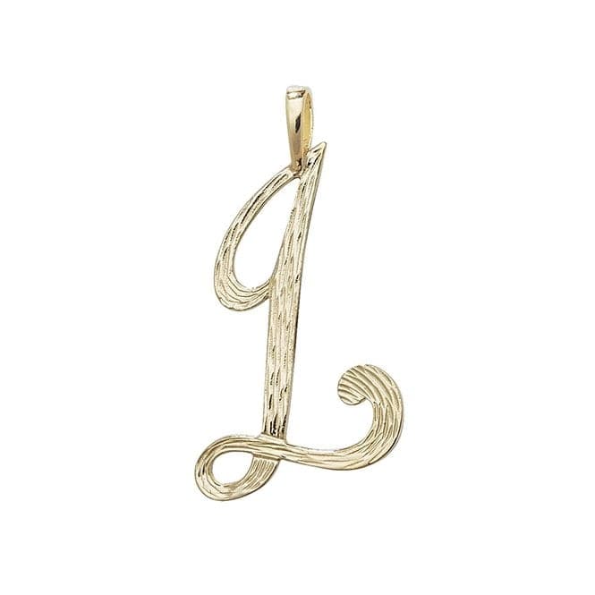 9ct Yellow Gold Barked Script Initial Pendant PN529/LAcotis Gold JewelleryPN529/L