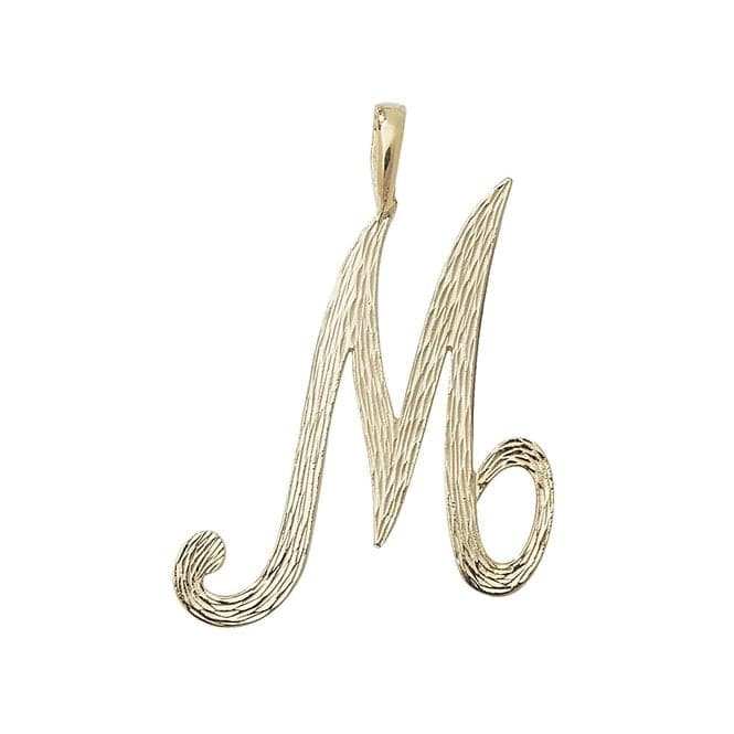 9ct Yellow Gold Barked Script Initial Pendant PN529/MAcotis Gold JewelleryPN529/M