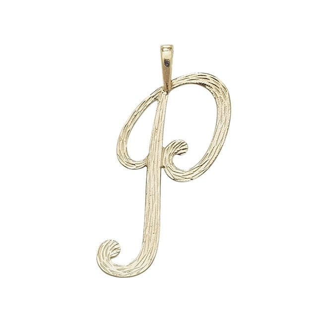 9ct Yellow Gold Barked Script Initial Pendant PN529/PAcotis Gold JewelleryPN529/P