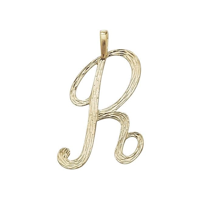 9ct Yellow Gold Barked Script Initial Pendant PN529/RAcotis Gold JewelleryPN529/R