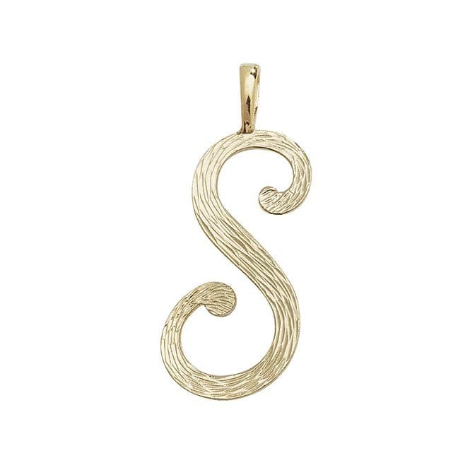 9ct Yellow Gold Barked Script Initial Pendant PN529/SAcotis Gold JewelleryPN529/S