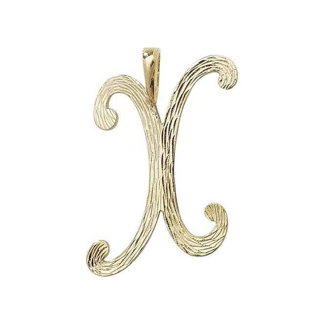 9ct Yellow Gold Barked Script Initial Pendant PN529/XAcotis Gold JewelleryPN529/X