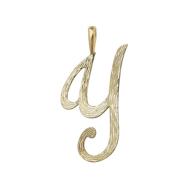 9ct Yellow Gold Barked Script Initial Pendant PN529/YAcotis Gold JewelleryPN529/Y