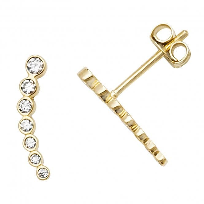 9ct Yellow Gold Bezel Zirconia Curved Bar Stud Earrings ES591Acotis Gold JewelleryES591