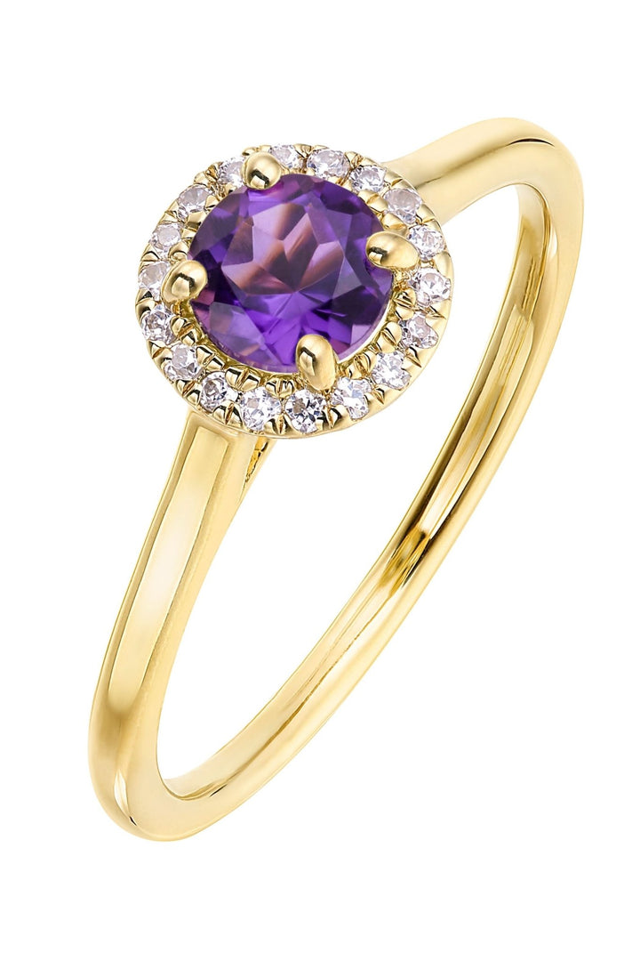 9ct Yellow Gold Birthstone and Diamond Halo RingThe Fine CollectiveBA0072078 - PDDI - YG - L