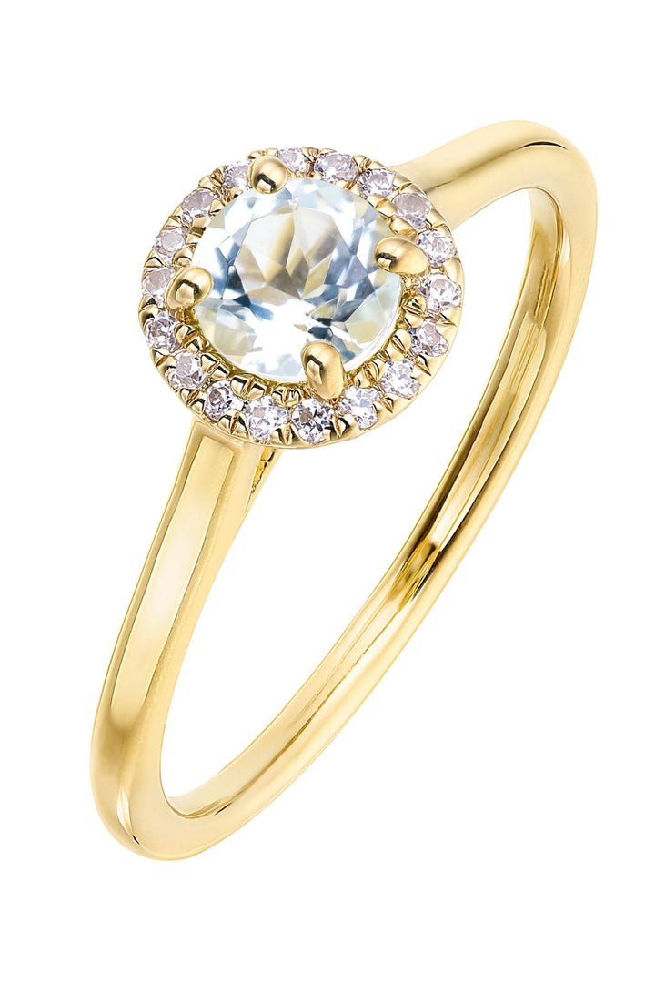 9ct Yellow Gold Birthstone and Diamond Halo RingThe Fine CollectiveBA0072078 - PDDI - YG - L