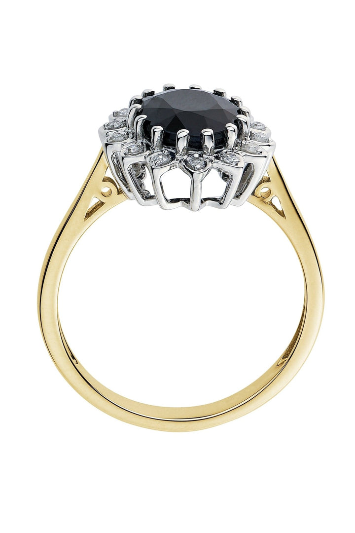 9ct Yellow Gold Black Sapphire and Diamond Cluster RingThe Fine CollectiveBA0043985 - O