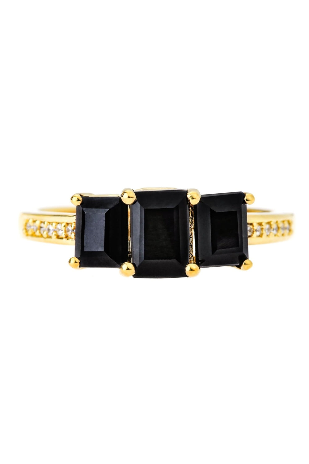 9ct Yellow Gold Black Sapphire and Diamond Three Stone RingThe Fine CollectiveBA0062582 - L