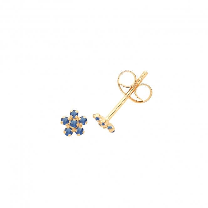 9ct Yellow Gold Blue Zirconia Flower Studs ES718SAcotis Gold JewelleryES718S