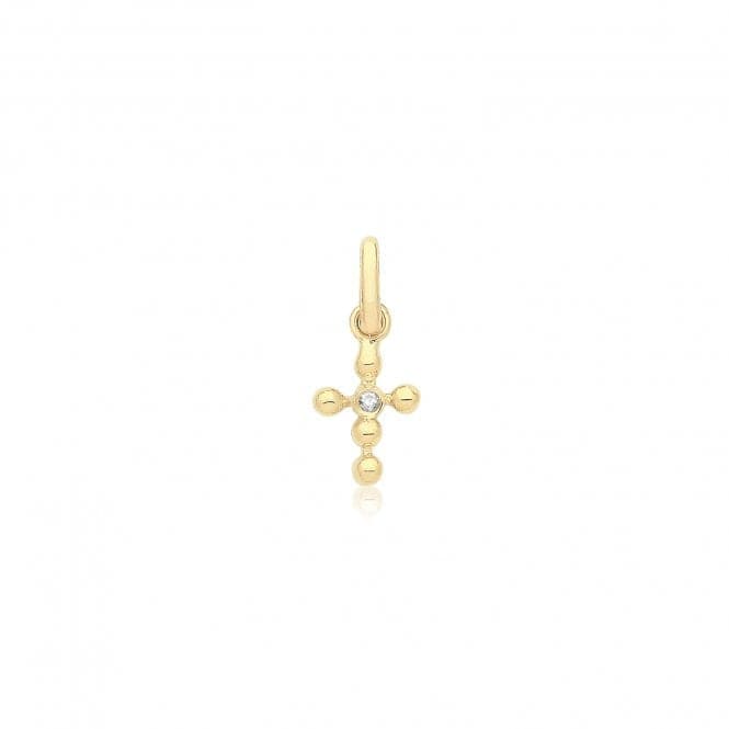 9ct Yellow Gold Bobble Cross Pendant With Zirconia PN1347Acotis Gold JewelleryPN1347