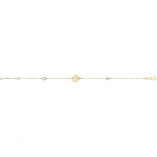 9ct Yellow Gold Compass Bracelet With Zirconia BR674Acotis Gold JewelleryBR674