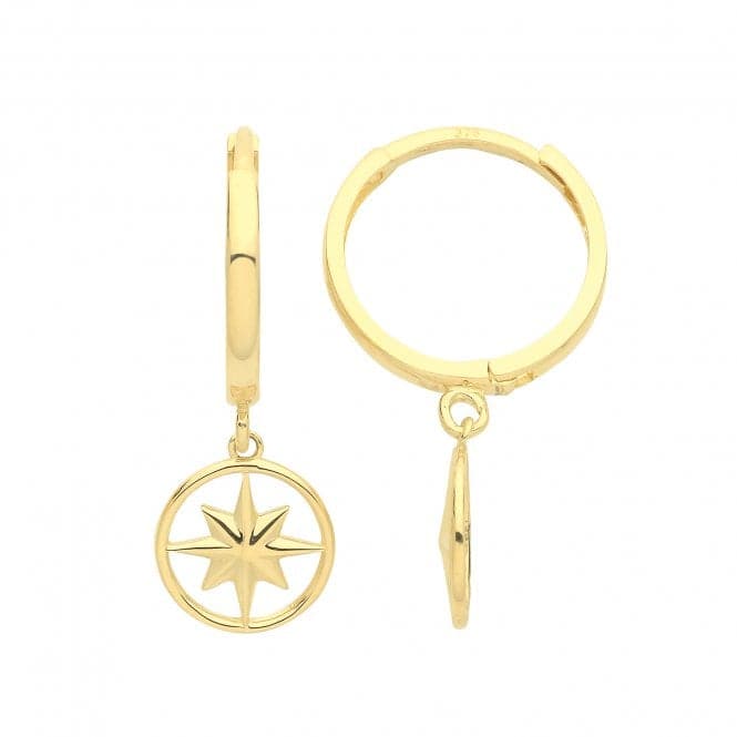 9ct Yellow Gold Compass Charm Drop Earrings ER1173Acotis Gold JewelleryER1173